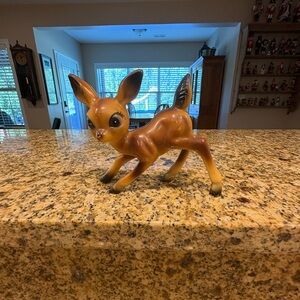 Vintage Mid Century Hard Plastic Deer Figurine Christmas Decoration 5” 50’s 60’s